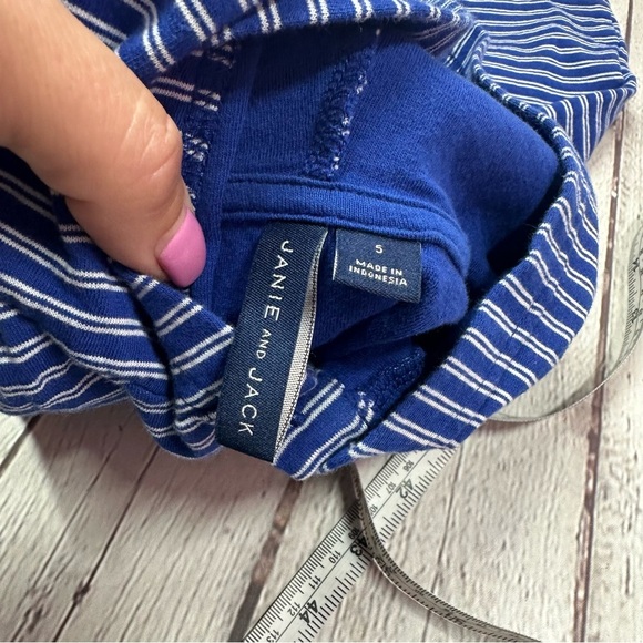 Janie and Jack Blue White Striped Hoodie sz 5Y cotton blend nautical classic - Picture 3 of 6